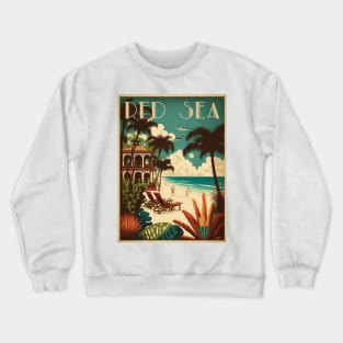 Red Sea Beach Resort Vintage Travel Art Poster Crewneck Sweatshirt